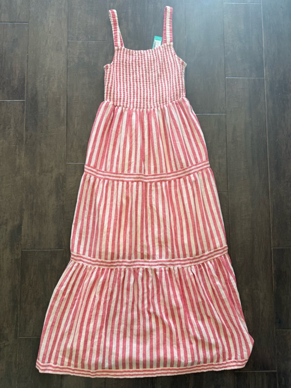 Marine Layer NWT Selene Smocked Top Gauze Maxi Dress Pink White Striped Size M